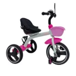 Triciclo para bebé Baby Cam color rosado con asiento acolchado, canastilla frontal y ruedas grandes para paseos seguros