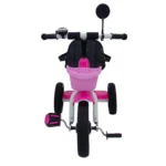 Triciclo para bebé Baby Cam color rosado con asiento acolchado, canastilla frontal y ruedas grandes para paseos seguros