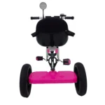 Triciclo para bebé Baby Cam color rosado con asiento acolchado, canastilla frontal y ruedas grandes para paseos seguros
