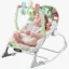 Mecedora para bebé verde con arco de juegos y música, asiento acolchado y función vibración para descanso y estimulación temprana