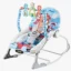 Mecedora para bebé azul con arco de juegos y música, asiento acolchado y función vibración para descanso y estimulación temprana