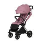 Coche para bebé Kronos Baby Cam color rosado con capota amplia, asiento acolchado y ruedas grandes para paseos cómodos y seguros